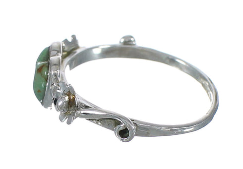 Southwestern Turquoise Heart Authentic Sterling Silver Flower Ring Size 6-3/4 WX80583